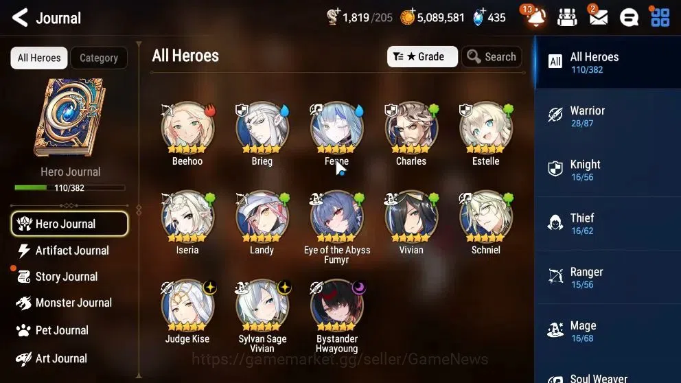 Epic Seven Accounts Limited Hero Global UnVerif|New Era|3 ML(BHwayoung,JKise,SSage Vivian)+Ab Fumyr,Fenne,etc|PoH ON|Abyss 5