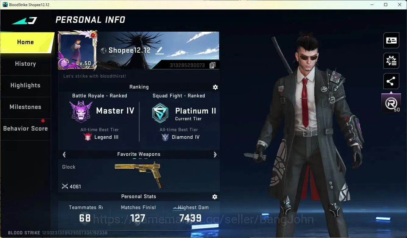 Blood Strike Accounts ASIA | L50 Master IV|Eternal DEagle|1 Limited Mele image 1
