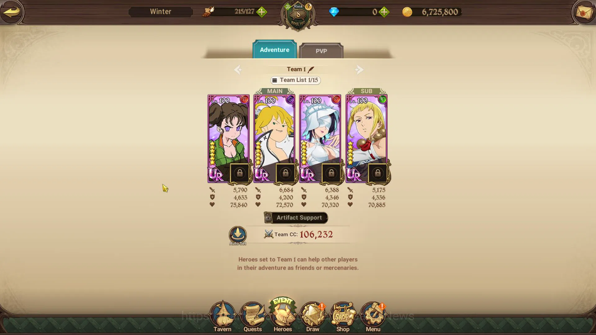 The Seven Deadly Sins: Grand Cross Accounts Midgame Global|1M CC| Starter Ch 2 | 1 LR+3 UR|Fairy Helbram,Thor God of 7