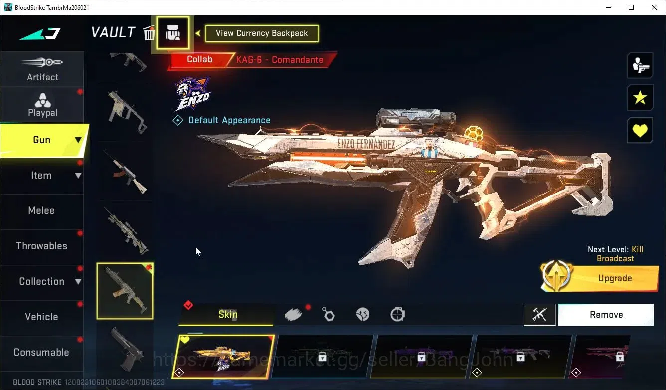 Blood Strike Accounts Collab Skin ASIA | 1 Collab Eternal Gun: KAG-6 - Comandante (Enzo) | 1 Legendary Gun | 1 Name-Changing 2