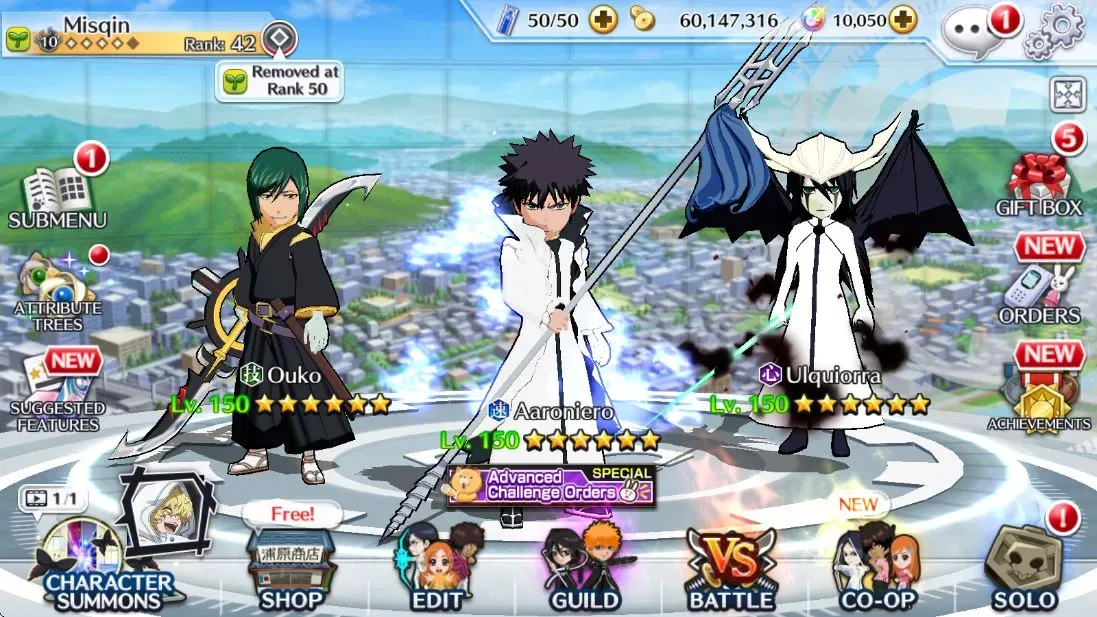 Bleach: Brave Souls Accounts Starter Global |80K BP + 10K Orb + 60M Coins |Fresh All Story| Aaroniero , Ouko, Ulquiorra 1