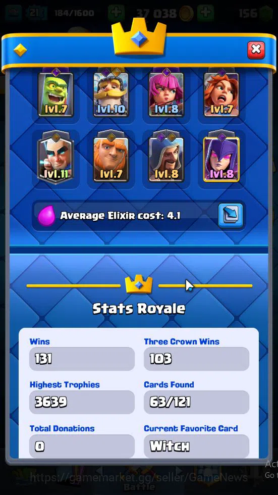 Clash Royale Accounts Lv 21|Trophy 3608|KTL 8|Card 63|1 Hero 2 EVO 2 Leg image 3