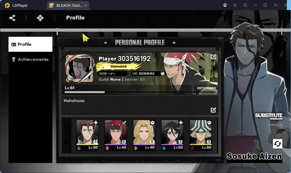 BLEACH: Soul Resonance Accounts Nuverse SEA|Lv.61|5 SSR 5 Sign 1
