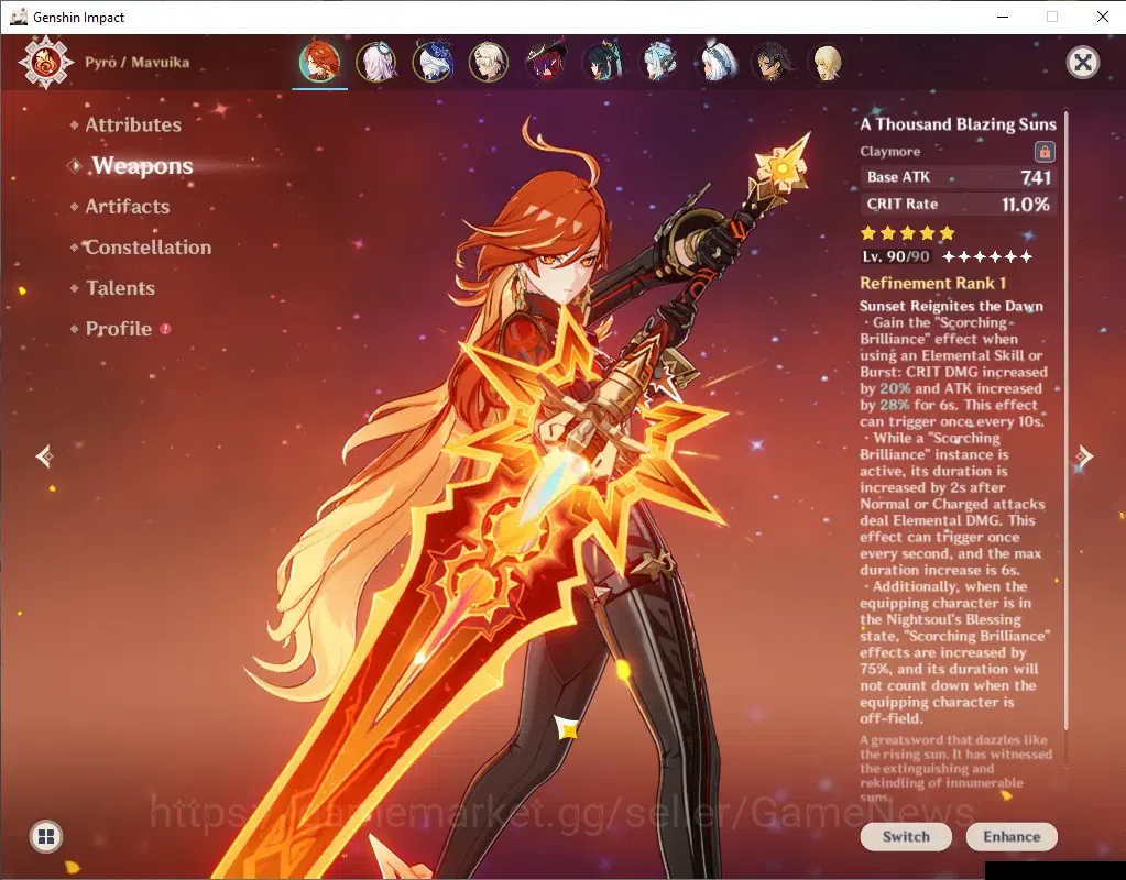 Genshin Impact Accounts Asia|AR 57|7 Limited + 6 (*5Weapon)|[Mavuika,Muala image 3