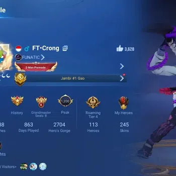 Honor of Kings Accounts Rare Skin Global|113H 245S|3 SXD [HouYi,Nuwa,Dyadia]|KIC Luna|6 Legend