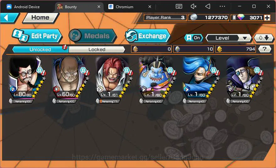 One Piece Bounty Rush Accounts Others GLOBAL|2 ex|RD 3071|5elder Nusjuro,Divene Shank,etc|check SS|OPBR139B 5