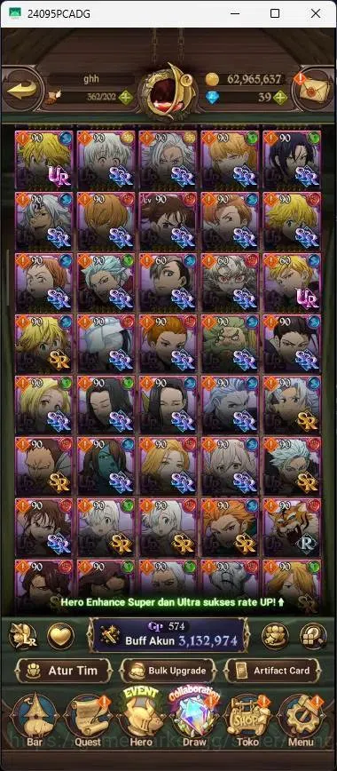 The Seven Deadly Sins: Grand Cross Accounts Global |3,1M CC|39 DM|6 LR|7 UR|LR Mesis 4/6|UR Me image 6