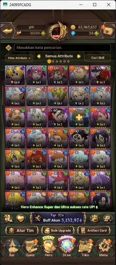 The Seven Deadly Sins: Grand Cross Accounts Global |3,1M CC|39 DM|6 LR|7 UR|LR Mesis 4/6|UR Me image 7