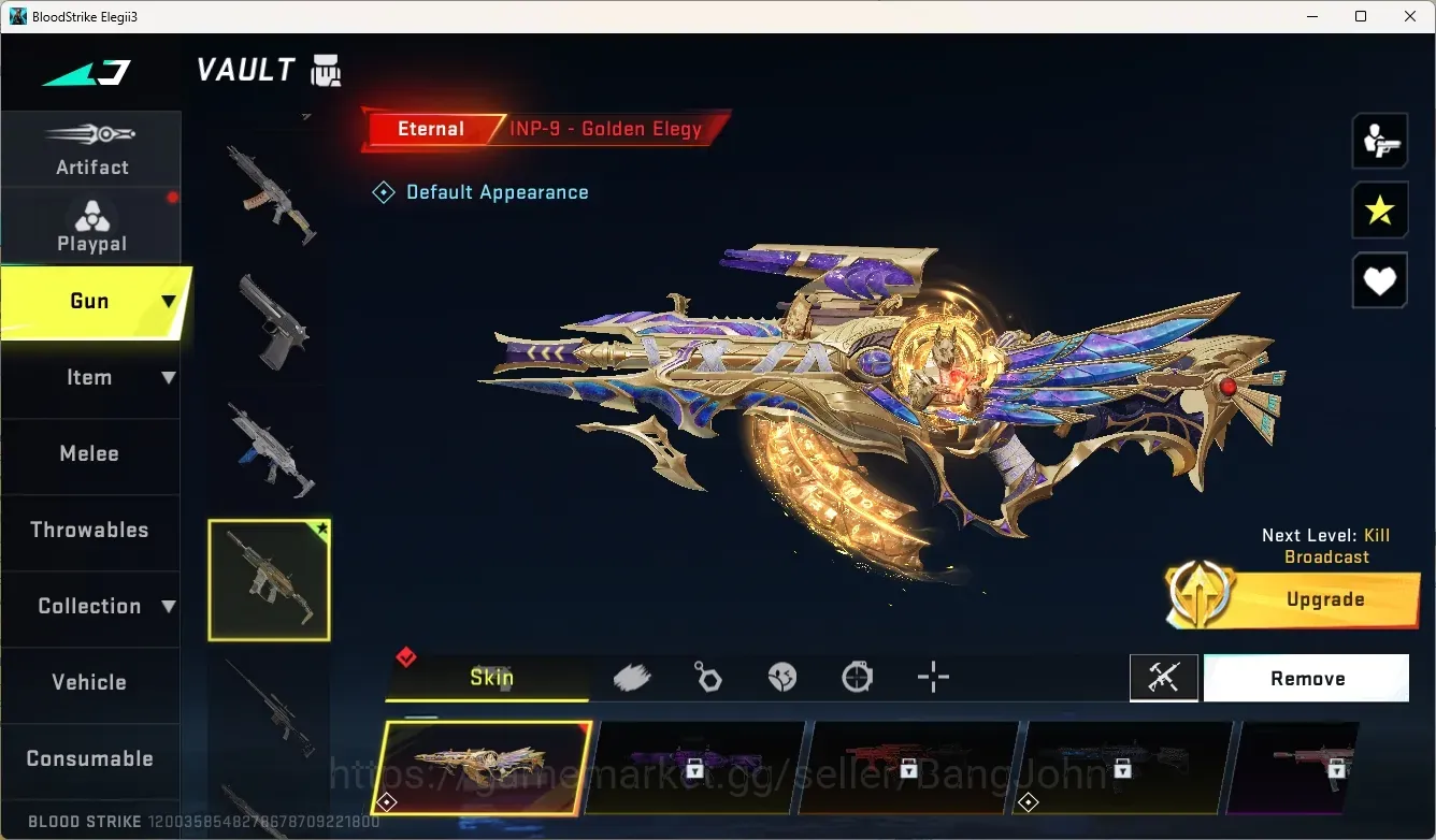 Blood Strike Accounts Others ASIA | 1 Eternal Gun: INP-9 Golden Elegy|1 Ultra Gun: Galil-Knight|3 Legendary Guns 1