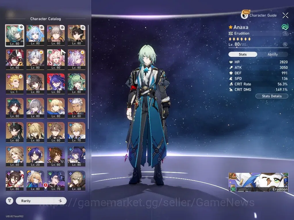 Honkai Star Rail Accounts Others ASIA|TL 70|17 Limited|(Archer,Castorice,Hyacine)+Sign,AnaxaE1,RMei 1