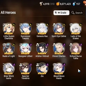 Epic Seven Accounts High-End GLOBAL UnVerif|NewEra|14 ML (LOT Scales,Zio,A Vildred,SN Yulha,Etc)+Haru,Aram,Tori,Etc|201K