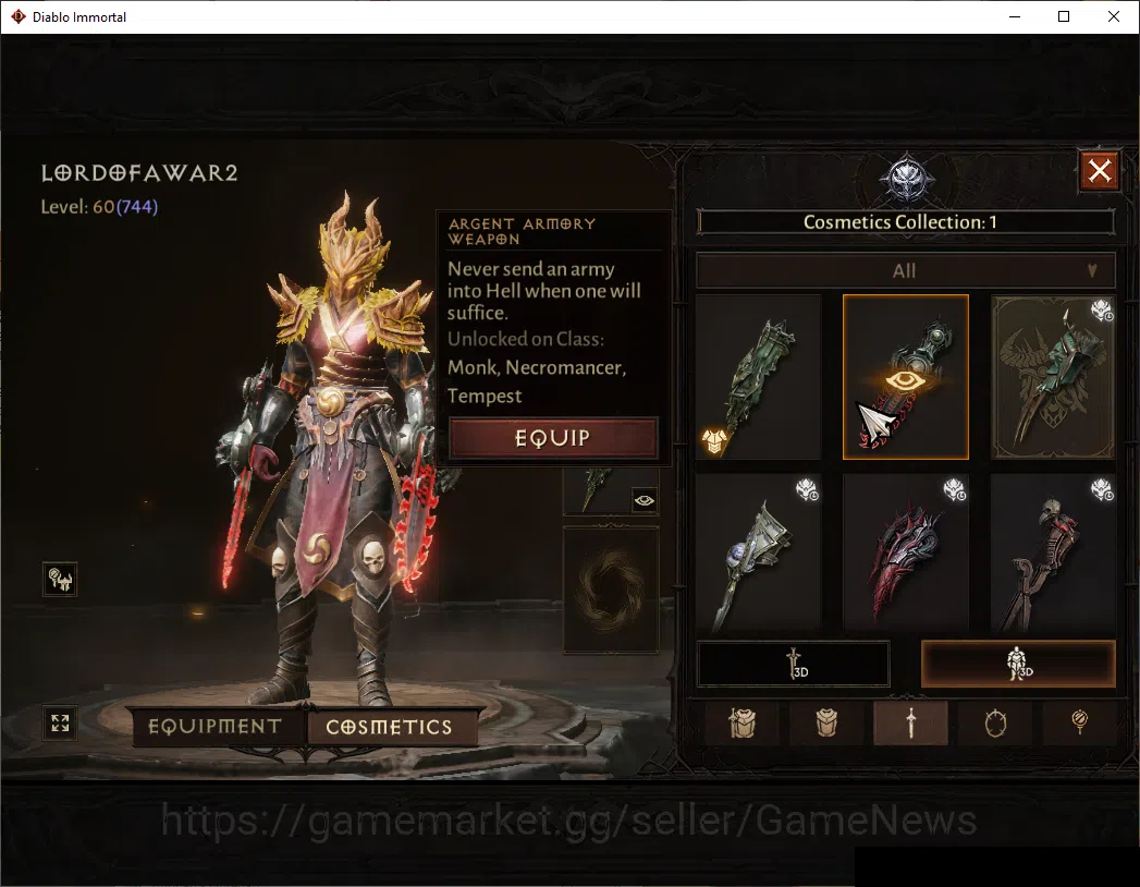 Diablo Immortal Accounts SEA-Gillian|CS ON|Lv60(744)|Monk|CR 39k|Reso 420|P image 10