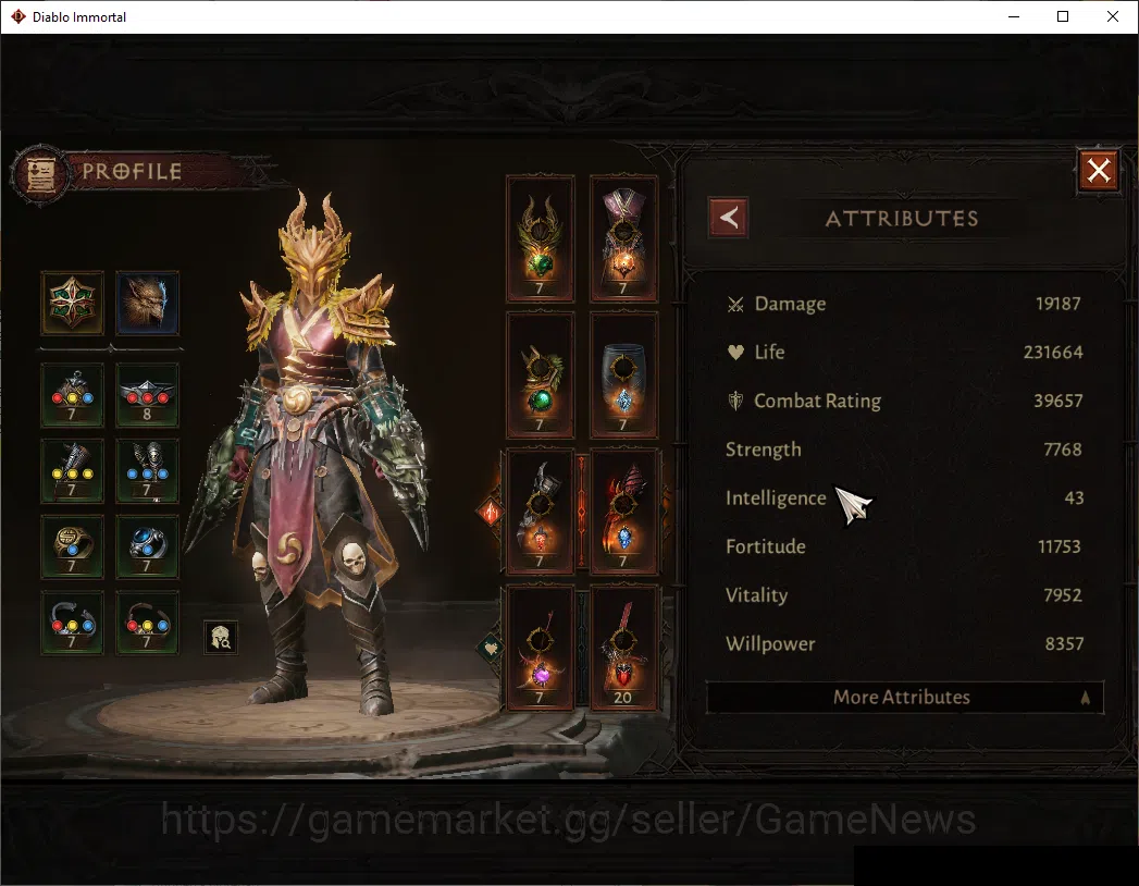 Diablo Immortal Accounts SEA-Gillian|CS ON|Lv60(744)|Monk|CR 39k|Reso 420|P image 3