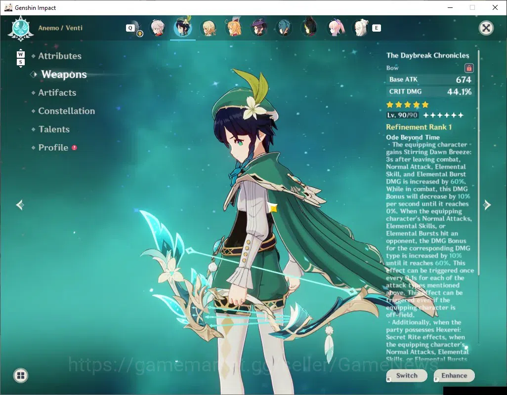 Genshin Impact Accounts ASIA|AR 57|9 Limit + 4 (*5Weap)|Venti+Sign,Skirk,E image 3