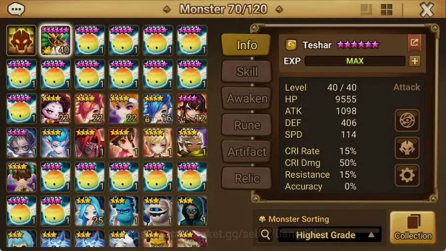 Summoners War: Sky Arena Accounts Starter GLOBAL | NB 5 TESHAR,Starter Gacha 115 12Y+160 11Y Scrool, 3 Legendary All 2