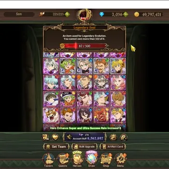 The Seven Deadly Sins: Grand Cross Accounts Endgame ASIA|6.5M CC|87 LS|5 LR,13 UR+Collab