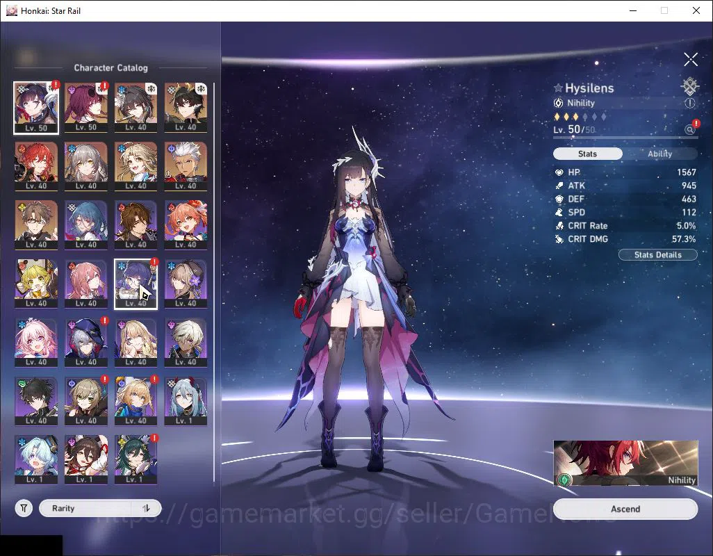Honkai Star Rail Accounts Starter Asia|TL 37|SJ 1,2K|5 Limited| Kafka, Hysilens, Ruan Mei, Dante, Archer | MC Female 3