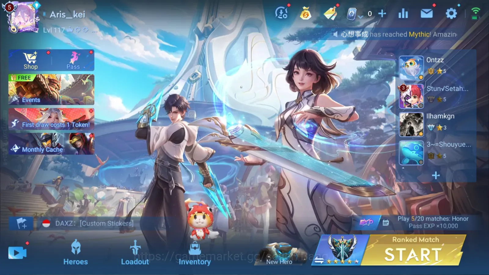 Honor of Kings Accounts Rare Skin Global | 115H 129S|FLAWLESS Xiao Qiao|3 Legend: Li Xin, Ying, Consort Yu | Check SS 1