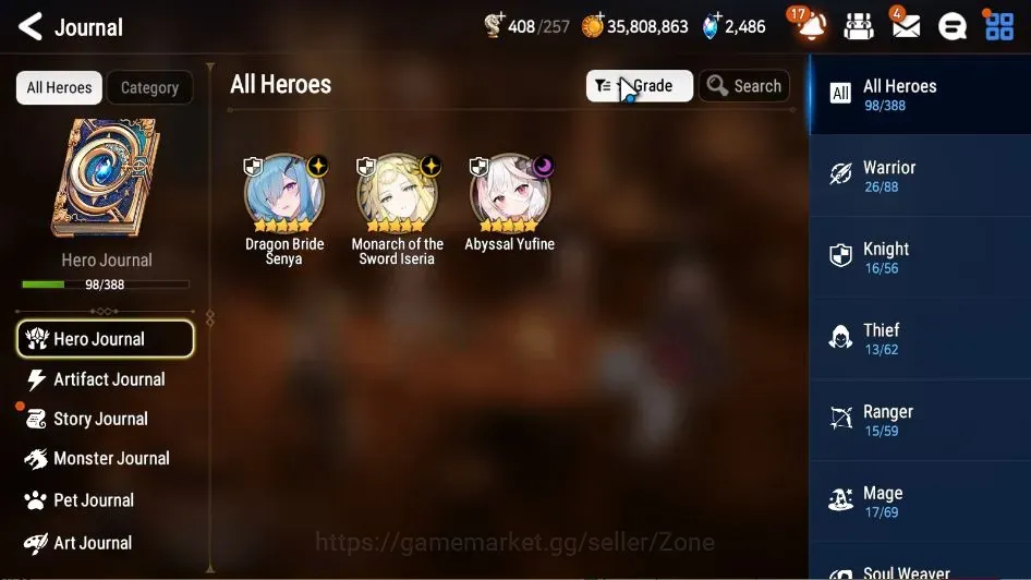 Epic Seven Accounts Starter Global Unverif|Fresh Starter|3ML(DBSenya,MotS.Iseria,A.Yufine)|Theater Locked|PoH+Bless ON|MM 1