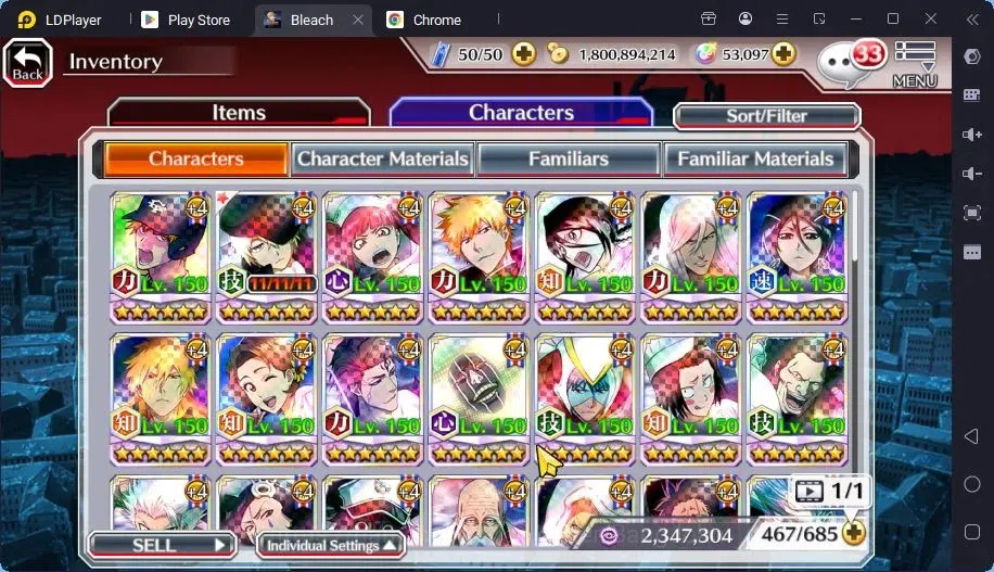 Bleach: Brave Souls Accounts Mid-Tier GLOBAL | 50K ORB+MidGame | Yukio TYBW26,Gremmy9TH,Rangiku Swimsuit,Zangetsu 13