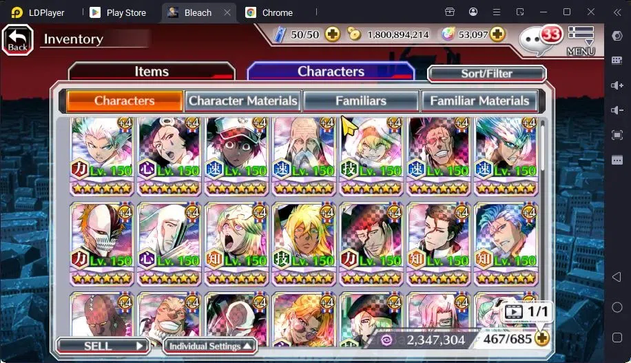 Bleach: Brave Souls Accounts Mid-Tier GLOBAL | 50K ORB+MidGame | Yukio TYBW26,Gremmy9TH,Rangiku Swimsuit,Zangetsu 14