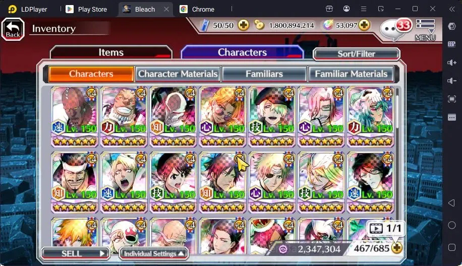 Bleach: Brave Souls Accounts Mid-Tier GLOBAL | 50K ORB+MidGame | Yukio TYBW26,Gremmy9TH,Rangiku Swimsuit,Zangetsu 15