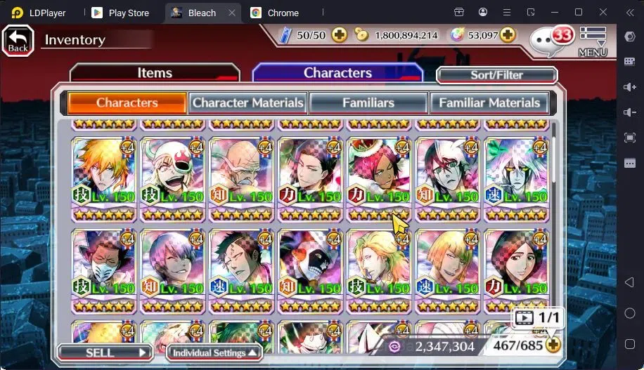 Bleach: Brave Souls Accounts Mid-Tier GLOBAL | 50K ORB+MidGame | Yukio TYBW26,Gremmy9TH,Rangiku Swimsuit,Zangetsu 16