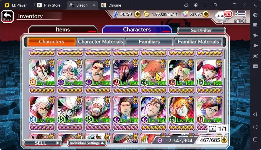 Bleach: Brave Souls Accounts Mid-Tier GLOBAL | 50K ORB+MidGame | Yukio TYBW26,Gremmy9TH,Rangiku Swimsuit,Zangetsu 18