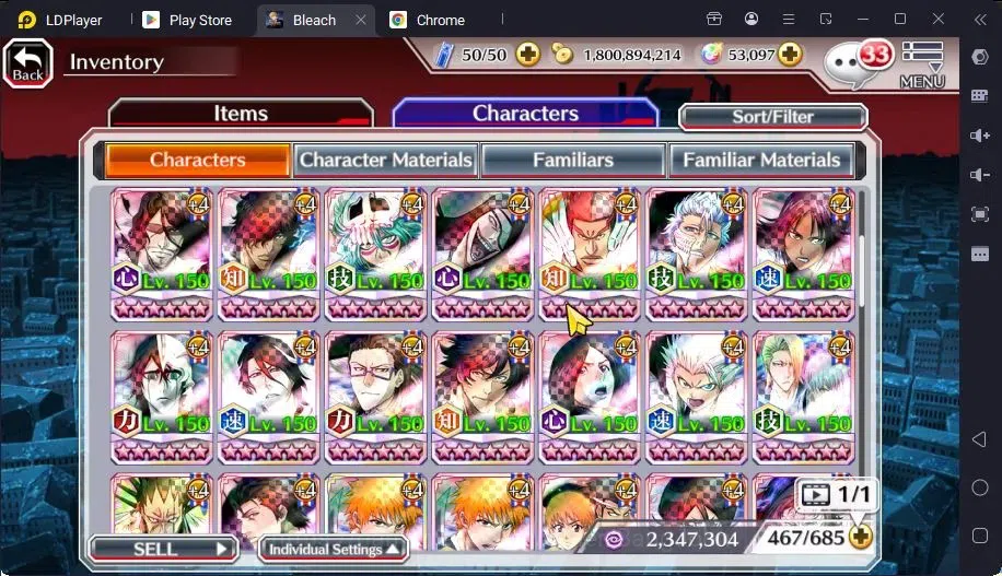 Bleach: Brave Souls Accounts Mid-Tier GLOBAL | 50K ORB+MidGame | Yukio TYBW26,Gremmy9TH,Rangiku Swimsuit,Zangetsu 19