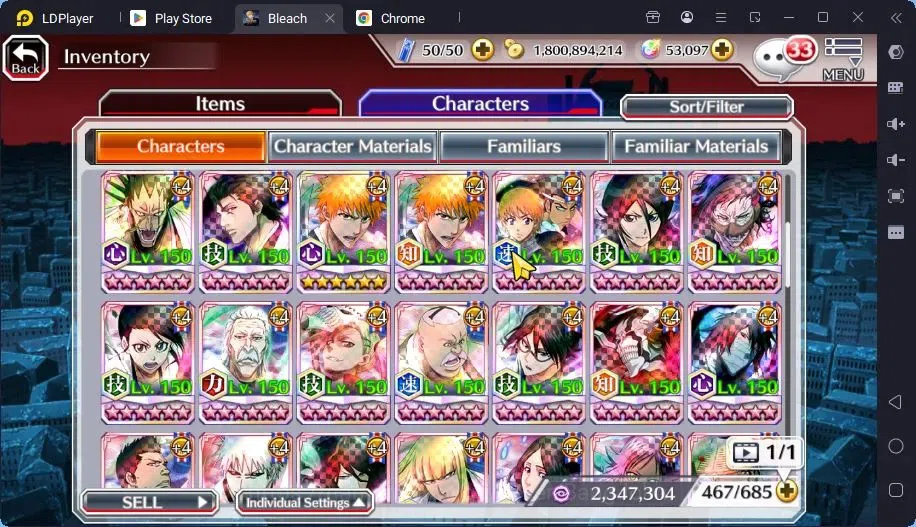 Bleach: Brave Souls Accounts Mid-Tier GLOBAL | 50K ORB+MidGame | Yukio TYBW26,Gremmy9TH,Rangiku Swimsuit,Zangetsu 20