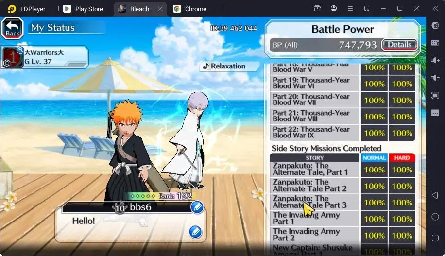 Bleach: Brave Souls Accounts Mid-Tier GLOBAL | 50K ORB+MidGame | Yukio TYBW26,Gremmy9TH,Rangiku Swimsuit,Zangetsu 5