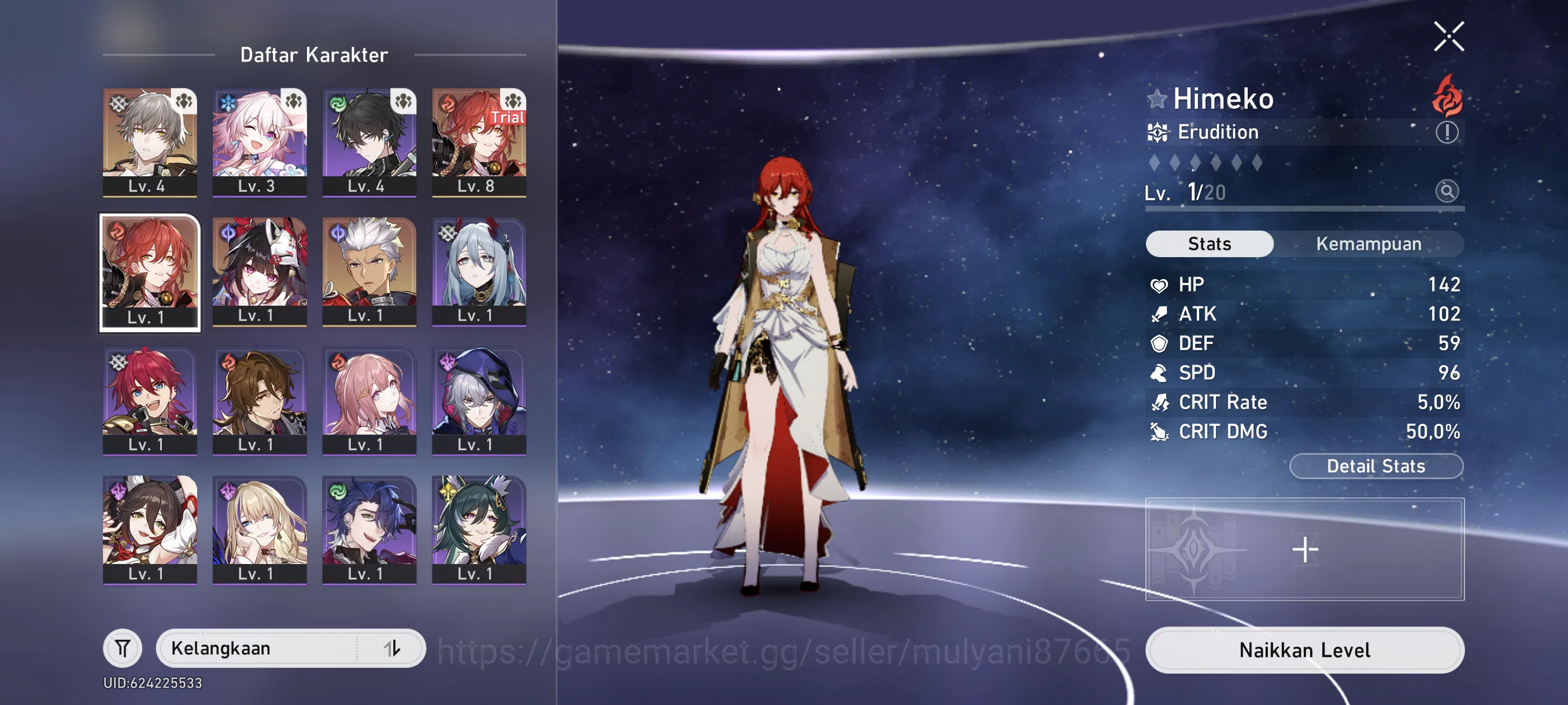Honkai Star Rail Accounts Starter (NA/AMERICA) STARTER HIMEKO+ARCHER+SPARKLE RATE ON TL4 1