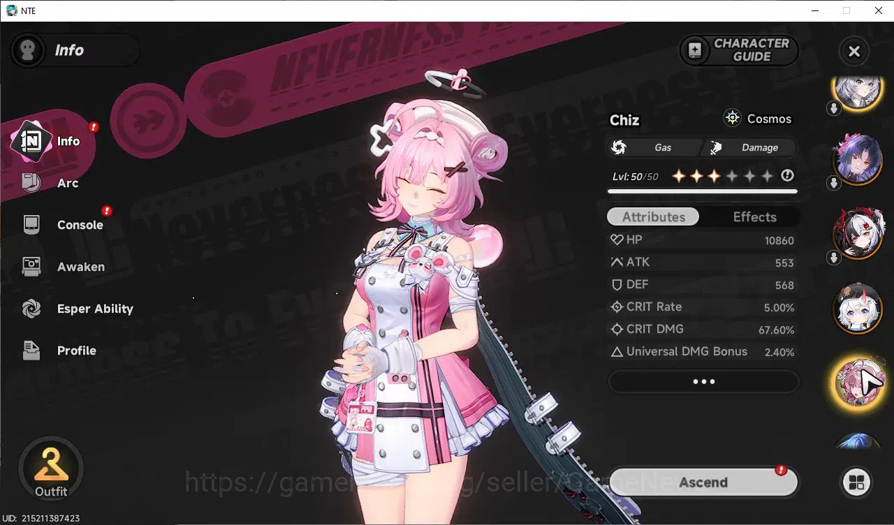 Neverness to Everness Accounts GLOBAL SEA|HL 41|TL 23|7 SSR 2 Limited 9