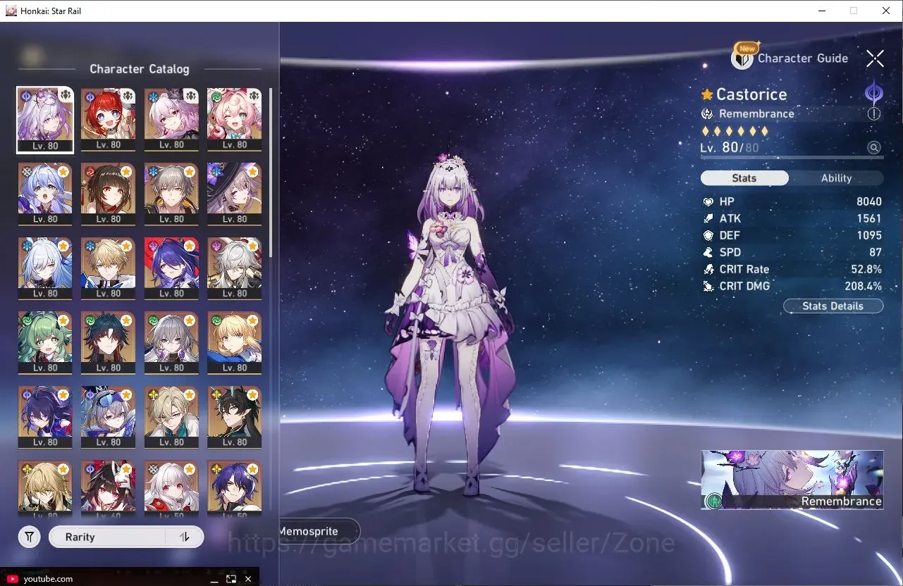 Honkai Star Rail Accounts Others ASIA|TL70|23Limit SemiPrem Castorice+TribbieE1,RobinE1+TheHerta,Saber,HuoHuo|MC 1