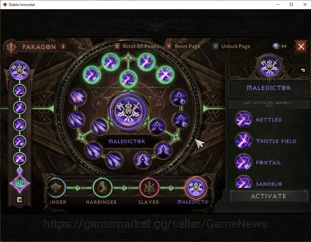 Diablo Immortal Accounts SA - Malah|CS ON|Lv60(844)|Demon Hunter|CR 44k|Res image 13