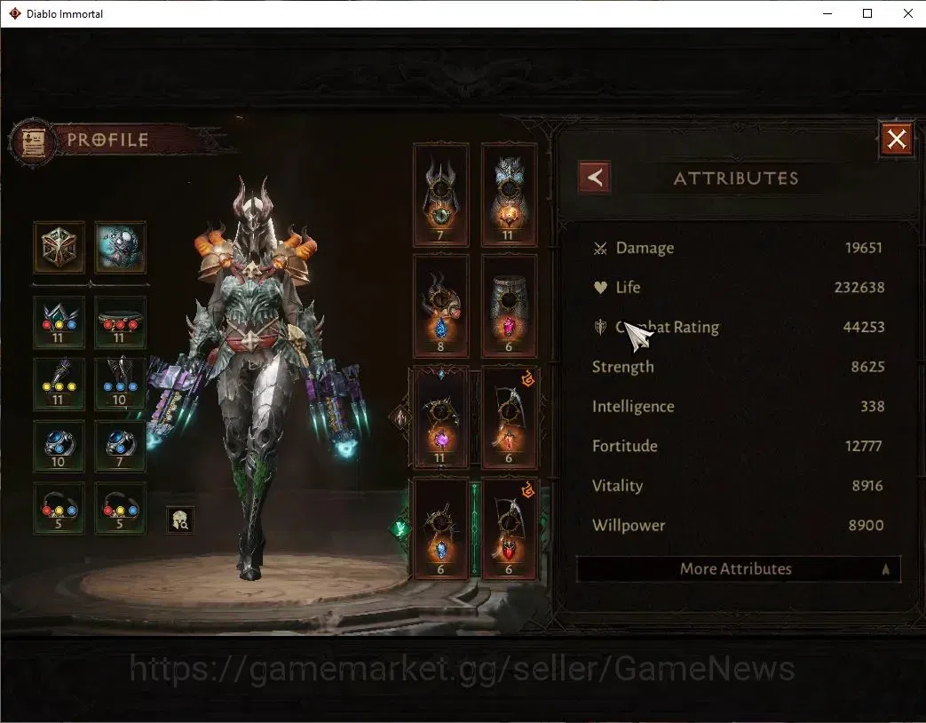 Diablo Immortal Accounts SA - Malah|CS ON|Lv60(844)|Demon Hunter|CR 44k|Res image 4