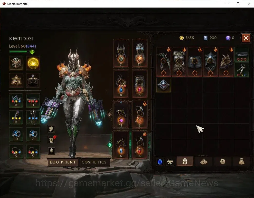 Diablo Immortal Accounts SA - Malah|CS ON|Lv60(844)|Demon Hunter|CR 44k|Res image 5