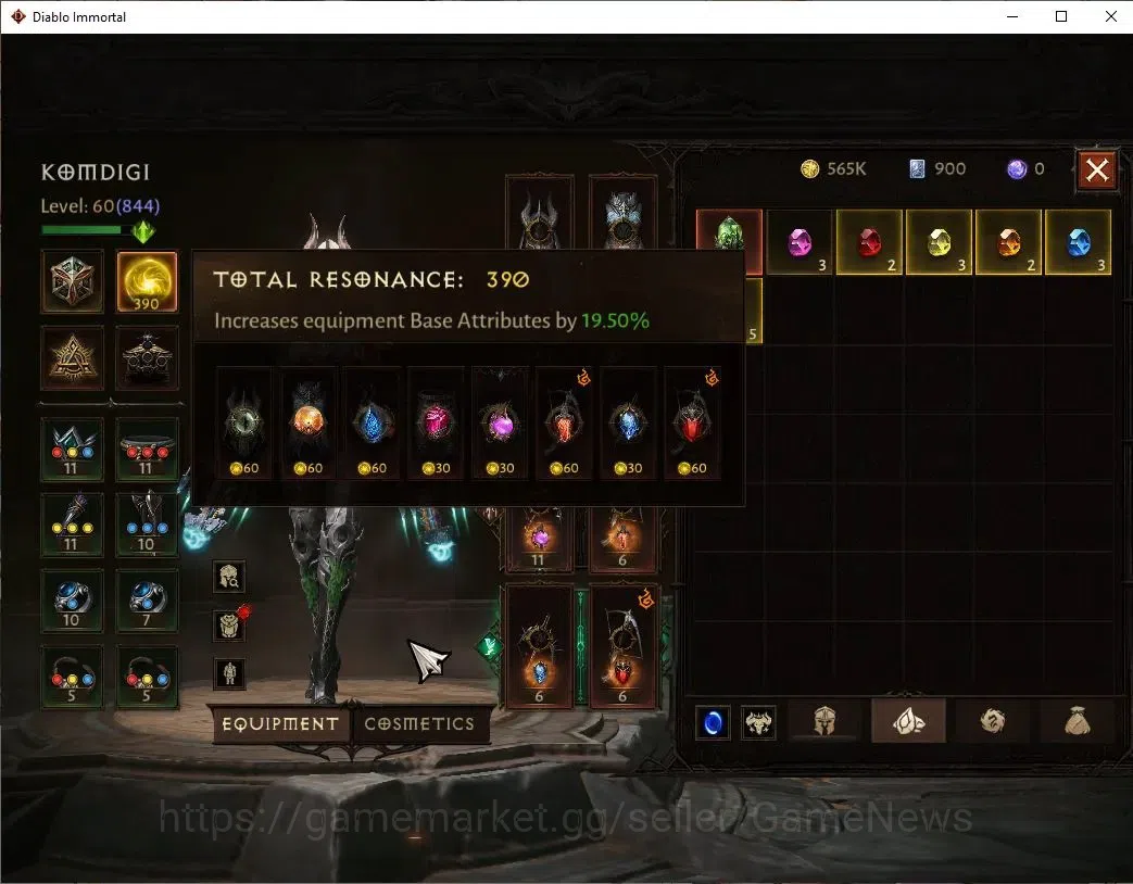 Diablo Immortal Accounts SA - Malah|CS ON|Lv60(844)|Demon Hunter|CR 44k|Res image 6