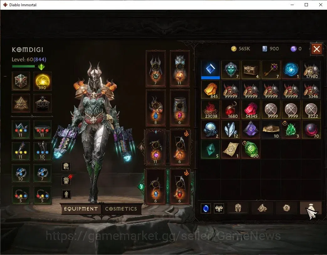Diablo Immortal Accounts SA - Malah|CS ON|Lv60(844)|Demon Hunter|CR 44k|Res image 8