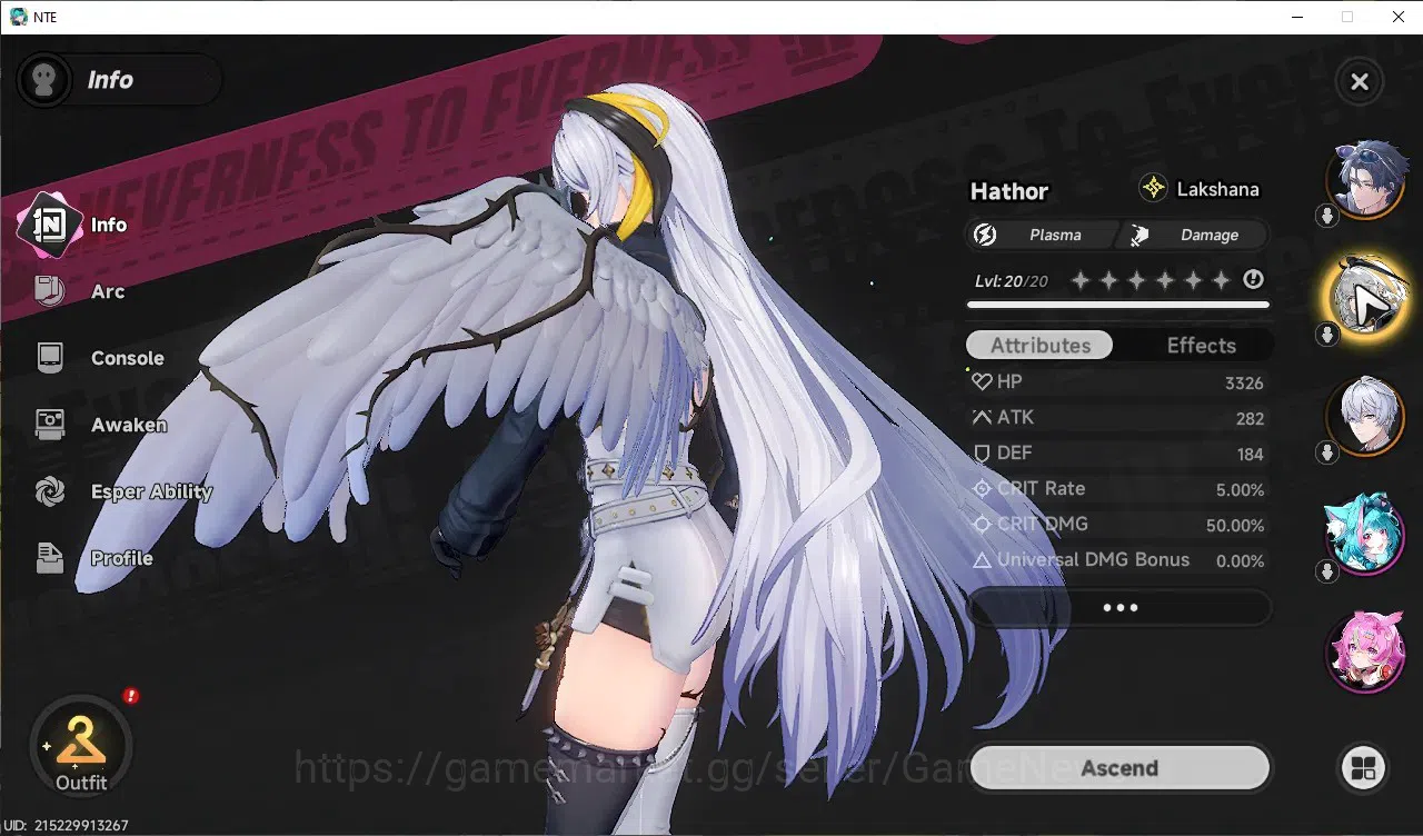 Neverness to Everness Accounts GLOBAL NA|HL 3|2 SSR 1 Limited Chaos+Outfit,Hathor image 2