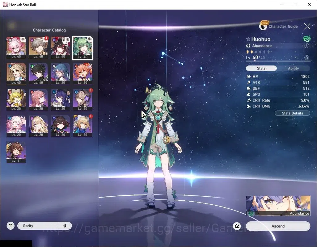 Honkai Star Rail Accounts Asia|TL 30|1,2K SJ|Limited 5-star Evanescia, Huohu image 7