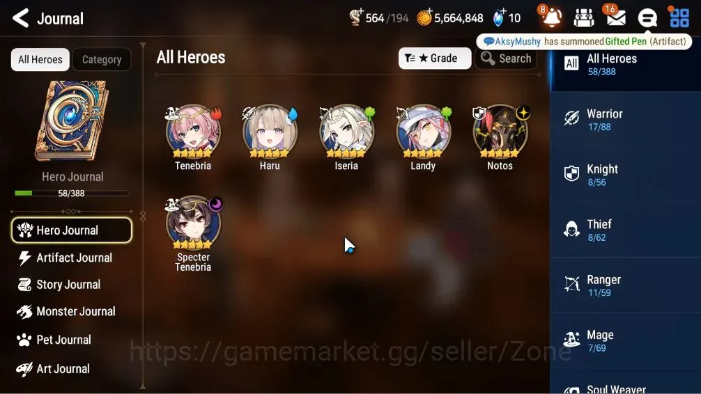 Epic Seven Accounts Starter Global|Unverif|Best Starter 2 ML(Notos,S.Tenebria)Haru Collab|PoH+Bless ON|Theater 1