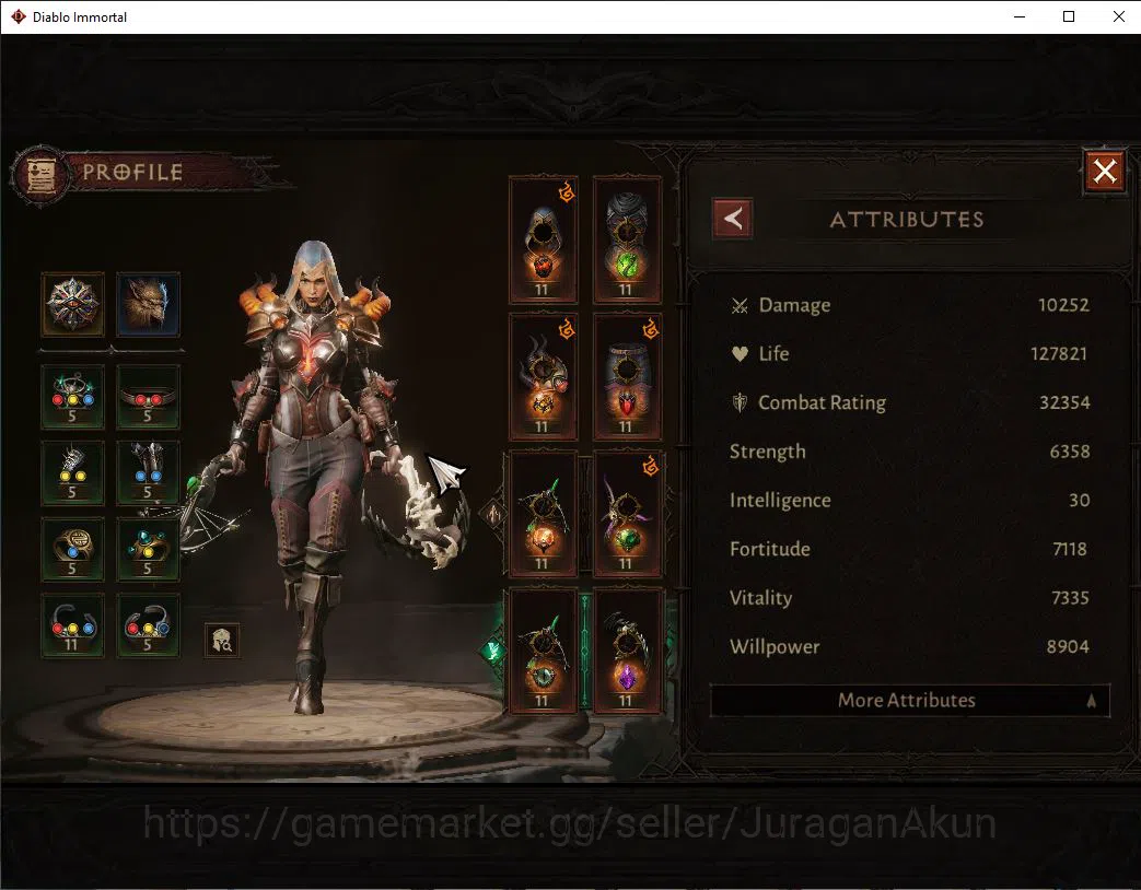 Diablo Immortal Accounts Mid-Tier NA -Malah|Lv60(381) Demon Hunter |32K CR|Reso 330|Inferno I|Paragon Maledictor|Hell Lv 4