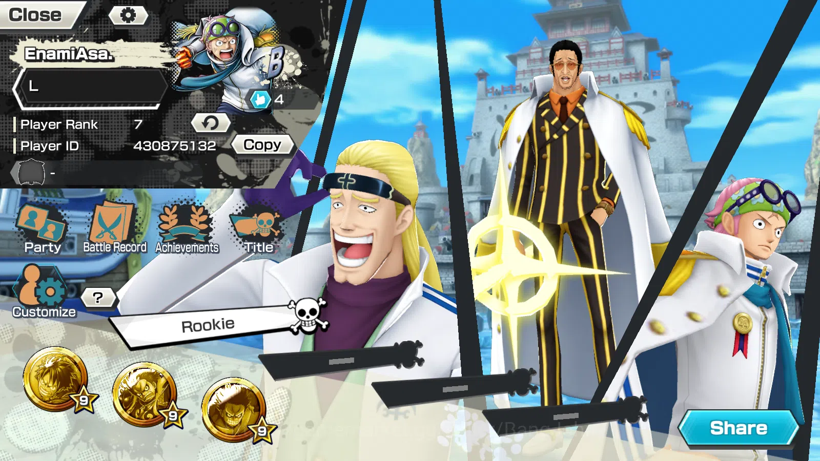 One Piece Bounty Rush Others Global | 3EX | Rank 7| DP Shank, Borsalino, The5el image 1