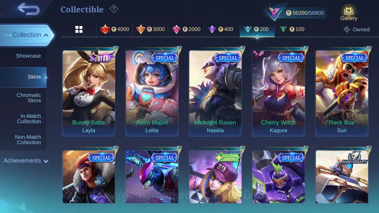 Mobile Legends: Bang Bang Accounts Others Hero 131 | skin 270 | kof karina | cc natalia | lightborn fanny | lightborn 13