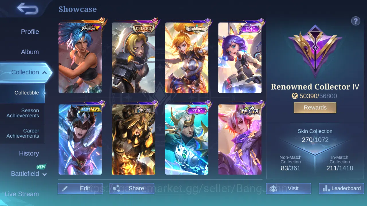 Mobile Legends: Bang Bang Accounts Others Hero 131 | skin 270 | kof karina | cc natalia | lightborn fanny | lightborn 2