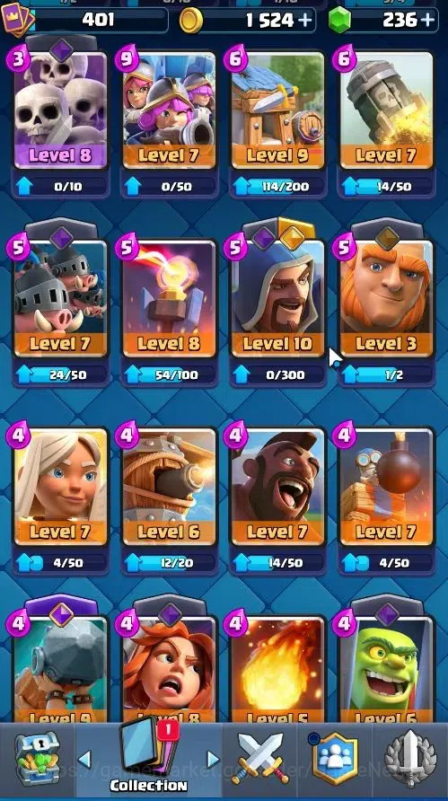 Clash Royale Accounts High-End Lvl 401|KTL 9|Trophy 3052|Card 52/121|1 Hero 3 EVO 3 Legend 12 Epic 14 Rare 15 Common|Take 15