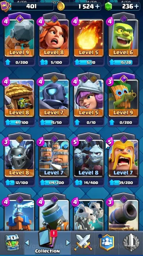 Clash Royale Accounts High-End Lvl 401|KTL 9|Trophy 3052|Card 52/121|1 Hero 3 EVO 3 Legend 12 Epic 14 Rare 15 Common|Take 16