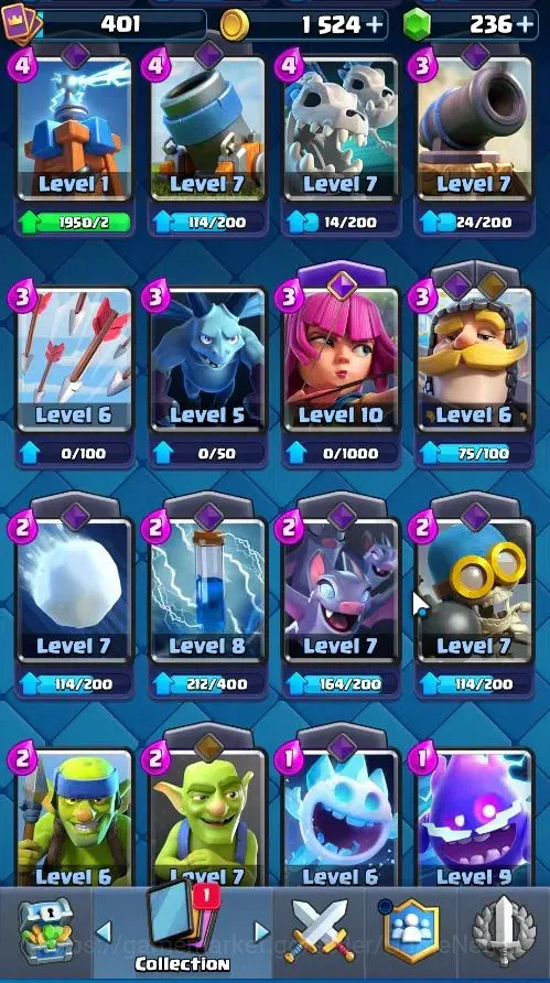 Clash Royale Accounts High-End Lvl 401|KTL 9|Trophy 3052|Card 52/121|1 Hero 3 EVO 3 Legend 12 Epic 14 Rare 15 Common|Take 17