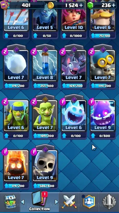 Clash Royale Accounts High-End Lvl 401|KTL 9|Trophy 3052|Card 52/121|1 Hero 3 EVO 3 Legend 12 Epic 14 Rare 15 Common|Take 18